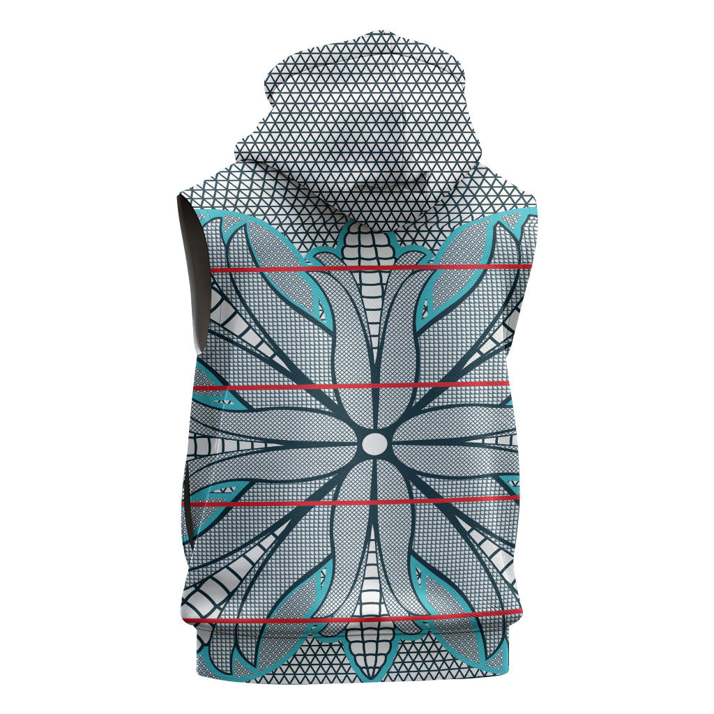 Cobalt Blue Khotso Mojalefa Poone Sleeveless Zip Hoodie Basotho Khotso Blanket Inspired