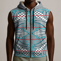Cobalt Blue Khotso Mojalefa Poone Sleeveless Zip Hoodie Basotho Khotso Blanket Inspired