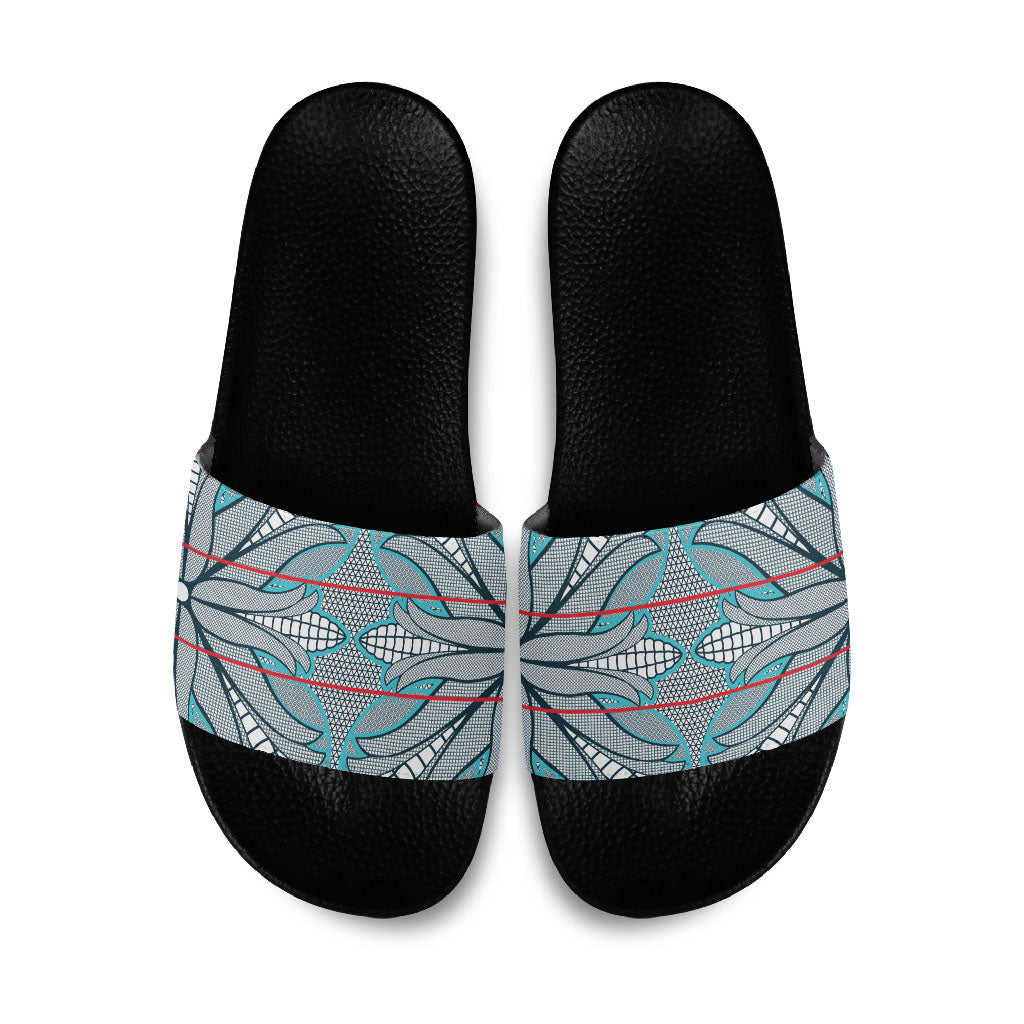 Cobalt Blue Khotso Mojalefa Poone Slide Sandals Basotho Khotso Blanket Inspired