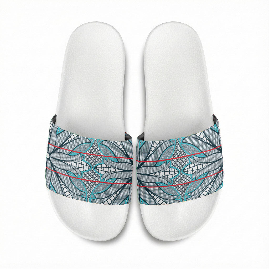Cobalt Blue Khotso Mojalefa Poone Slide Sandals Basotho Khotso Blanket Inspired