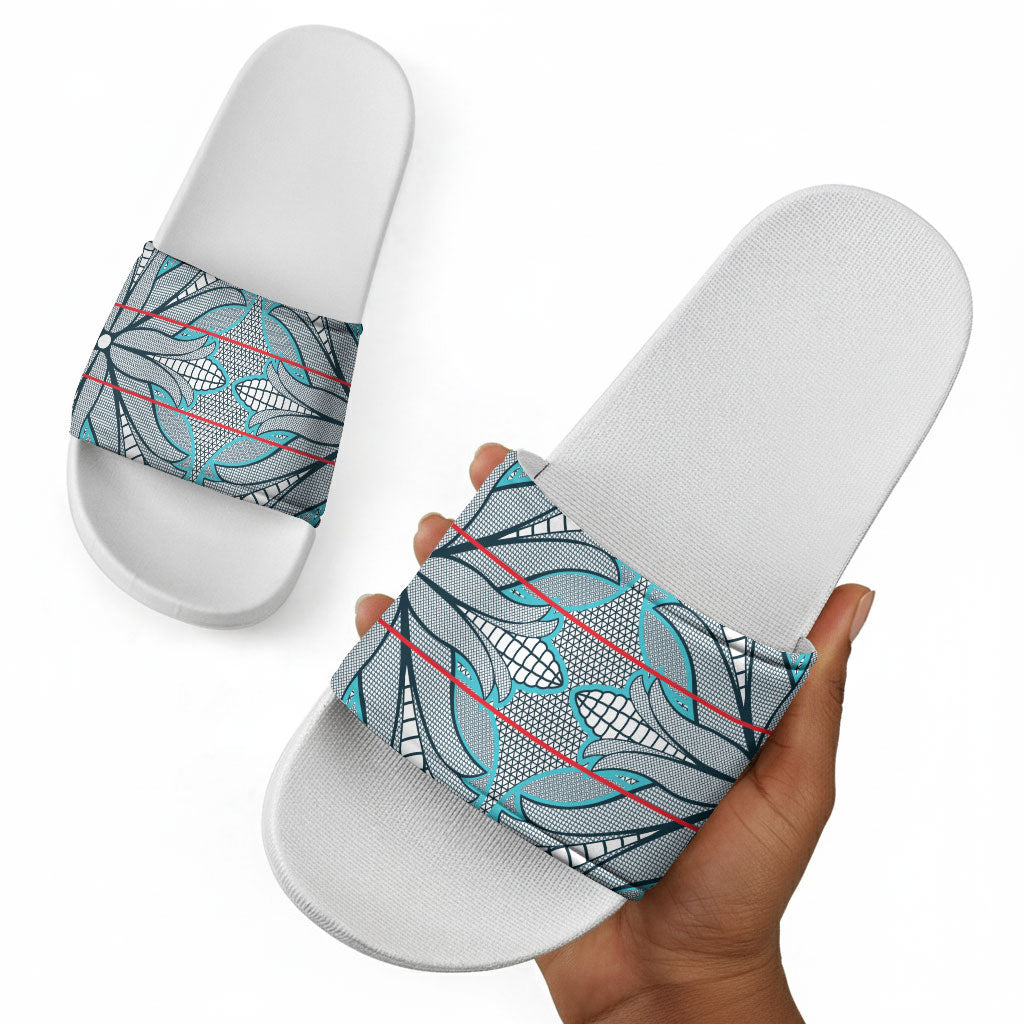 Cobalt Blue Khotso Mojalefa Poone Slide Sandals Basotho Khotso Blanket Inspired