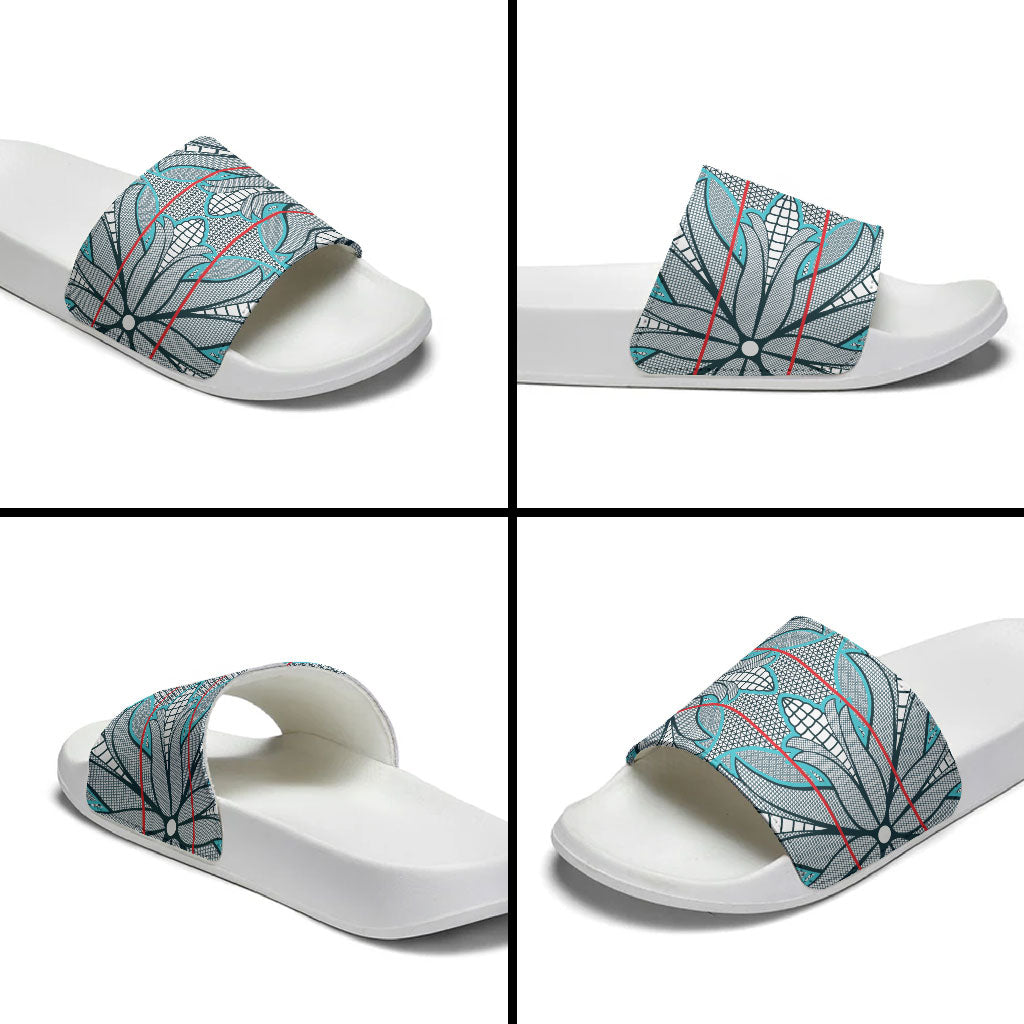 Cobalt Blue Khotso Mojalefa Poone Slide Sandals Basotho Khotso Blanket Inspired