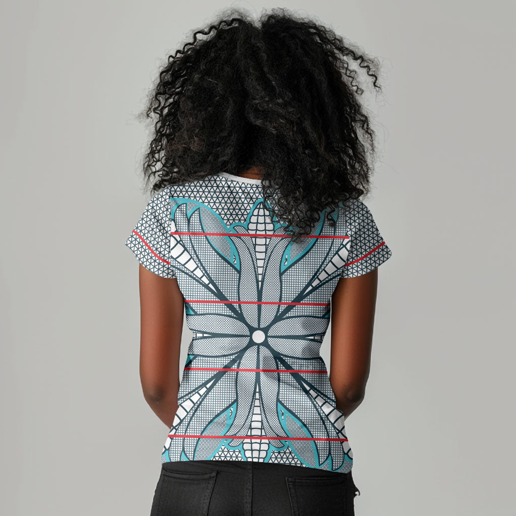 Cobalt Blue Khotso Mojalefa Poone Women V-Neck T-Shirt Basotho Khotso Blanket Inspired
