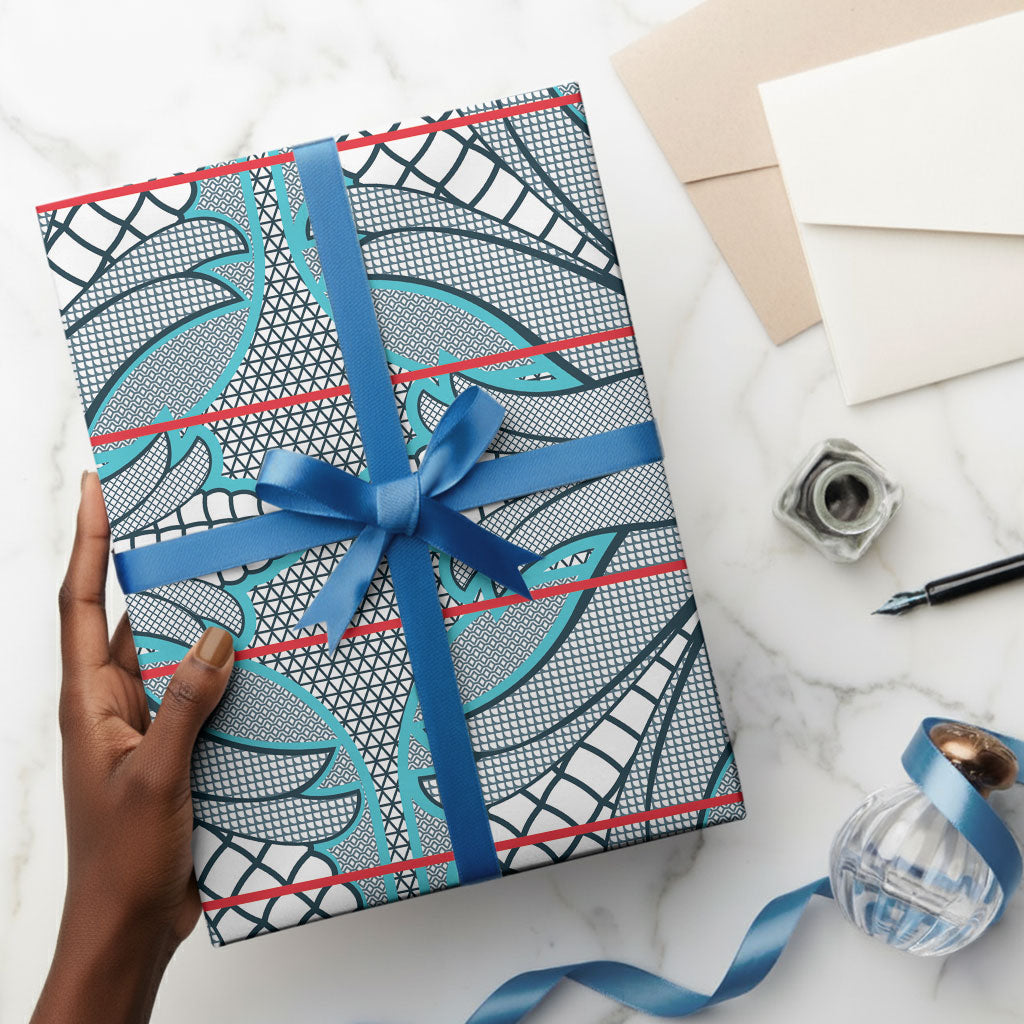 Cobalt Blue Khotso Mojalefa Poone Wrapping Paper Basotho Khotso Blanket Inspired
