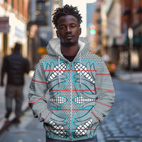 Cobalt Blue Khotso Mojalefa Poone Zip Hoodie Basotho Khotso Blanket Inspired