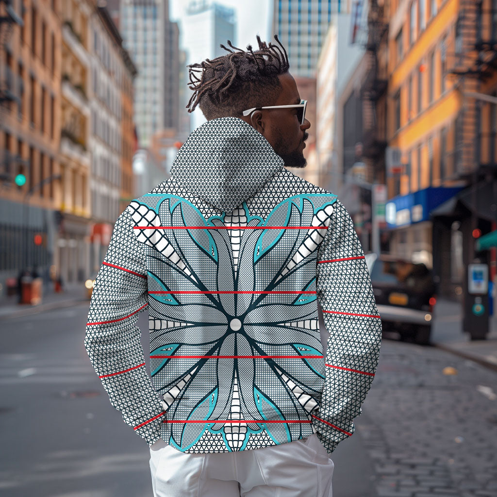 Cobalt Blue Khotso Mojalefa Poone Zip Hoodie Basotho Khotso Blanket Inspired