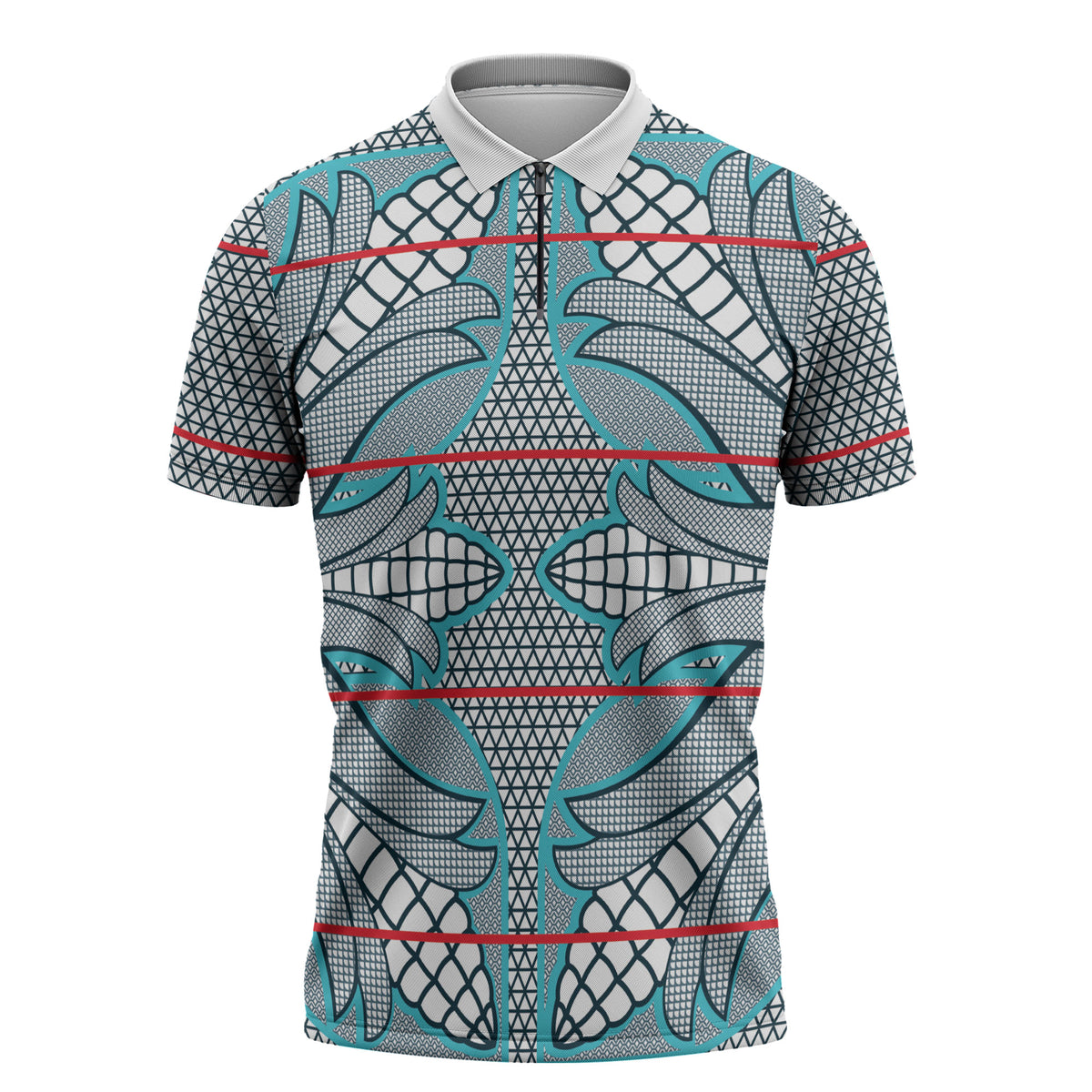 Cobalt Blue Khotso Mojalefa Poone Zipper Polo Shirt Basotho Khotso Blanket Inspired