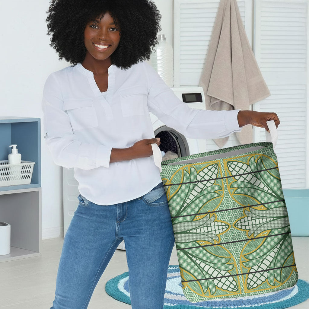 Emerald Green Khotso Mojalefa Poone Laundry Basket Basotho Khotso Blanket Inspired