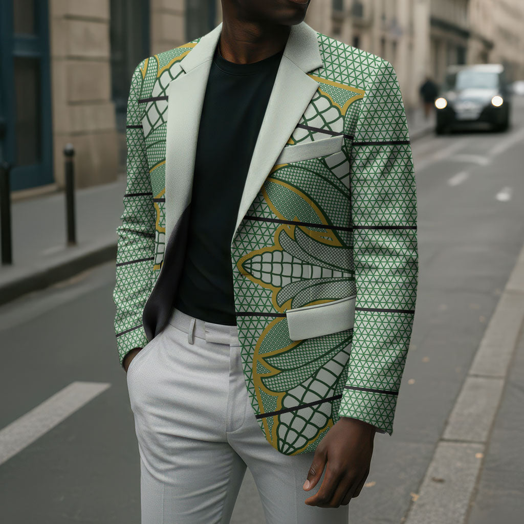 Emerald Green Khotso Mojalefa Poone Blazer Basotho Khotso Blanket Inspired