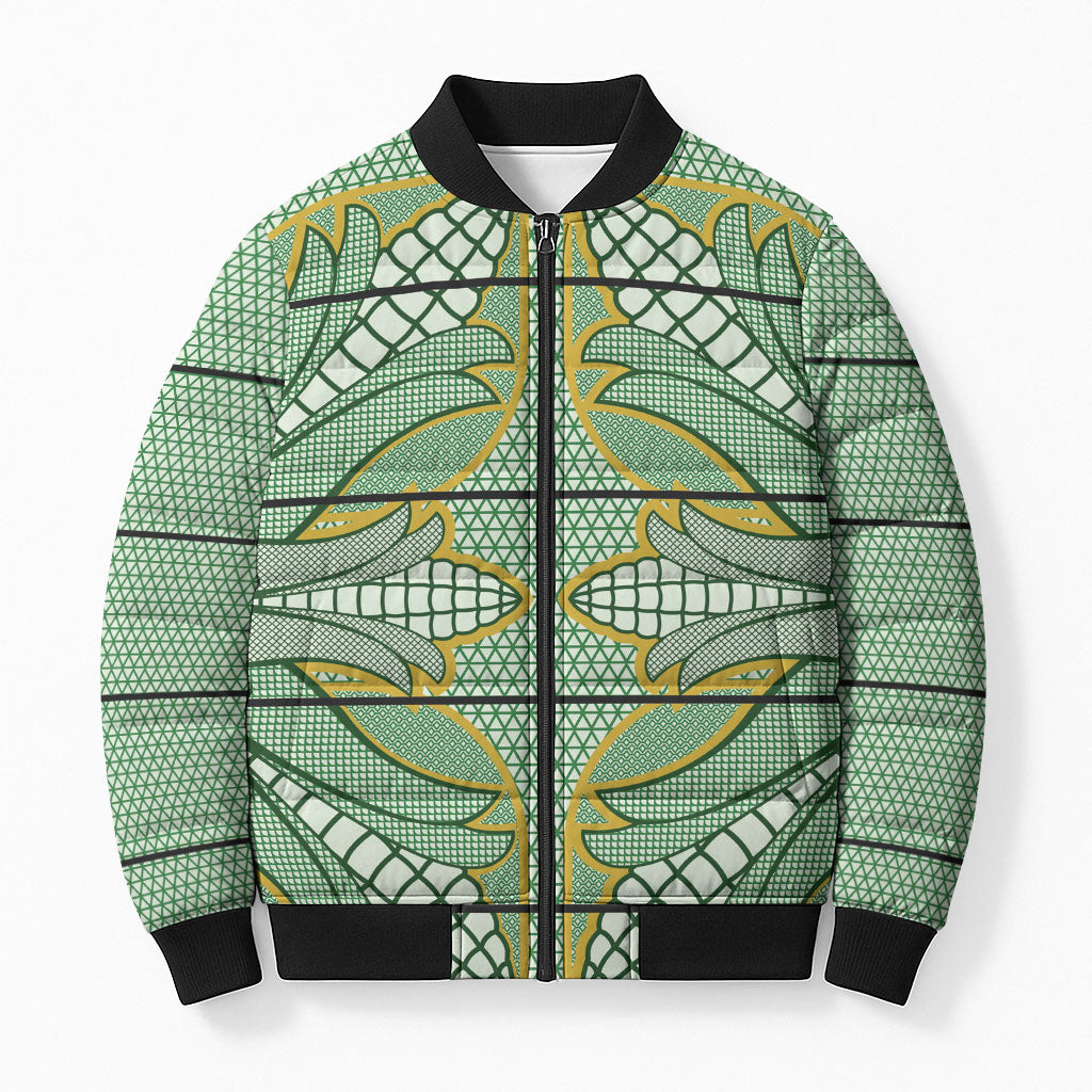 Emerald Green Khotso Mojalefa Poone Bomber Puffer Jacket Basotho Khotso Blanket Inspired