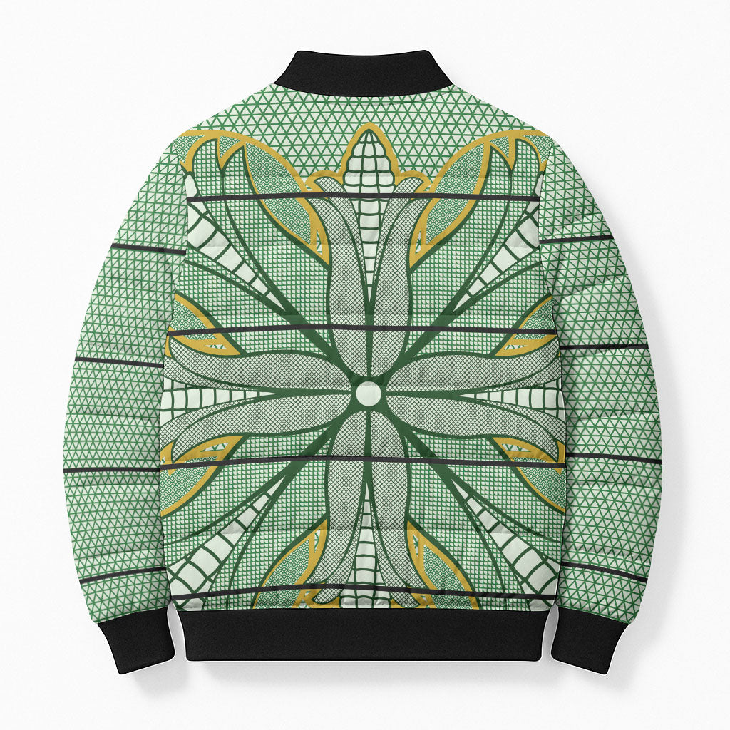 Emerald Green Khotso Mojalefa Poone Bomber Puffer Jacket Basotho Khotso Blanket Inspired