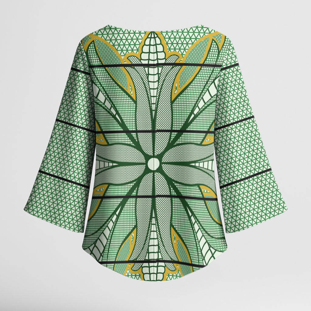 Emerald Green Khotso Mojalefa Poone Kimono Sleeve Blouse Basotho Khotso Blanket Inspired