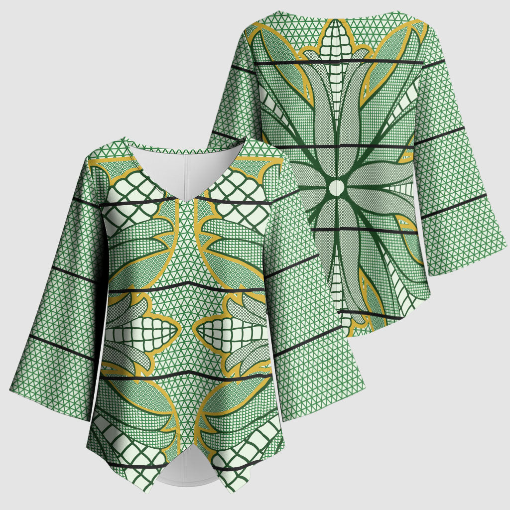 Emerald Green Khotso Mojalefa Poone Kimono Sleeve Blouse Basotho Khotso Blanket Inspired