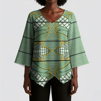 Emerald Green Khotso Mojalefa Poone Kimono Sleeve Blouse Basotho Khotso Blanket Inspired