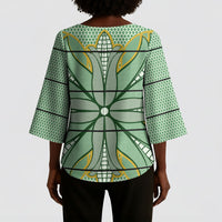 Emerald Green Khotso Mojalefa Poone Kimono Sleeve Blouse Basotho Khotso Blanket Inspired