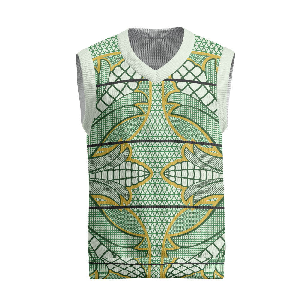 Emerald Green Khotso Mojalefa Poone Christmas Knitted V-Neck Vest Basotho Khotso Blanket Inspired