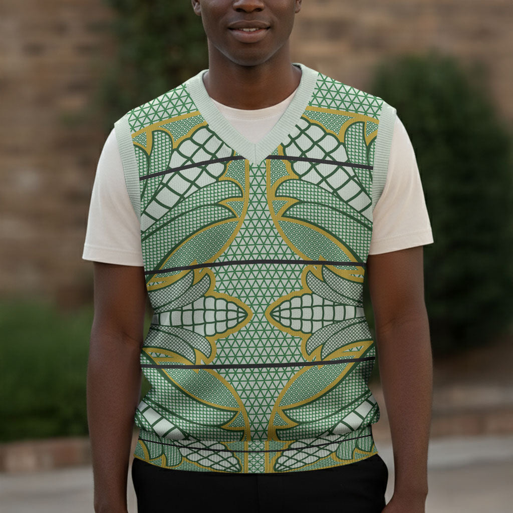 Emerald Green Khotso Mojalefa Poone Christmas Knitted V-Neck Vest Basotho Khotso Blanket Inspired