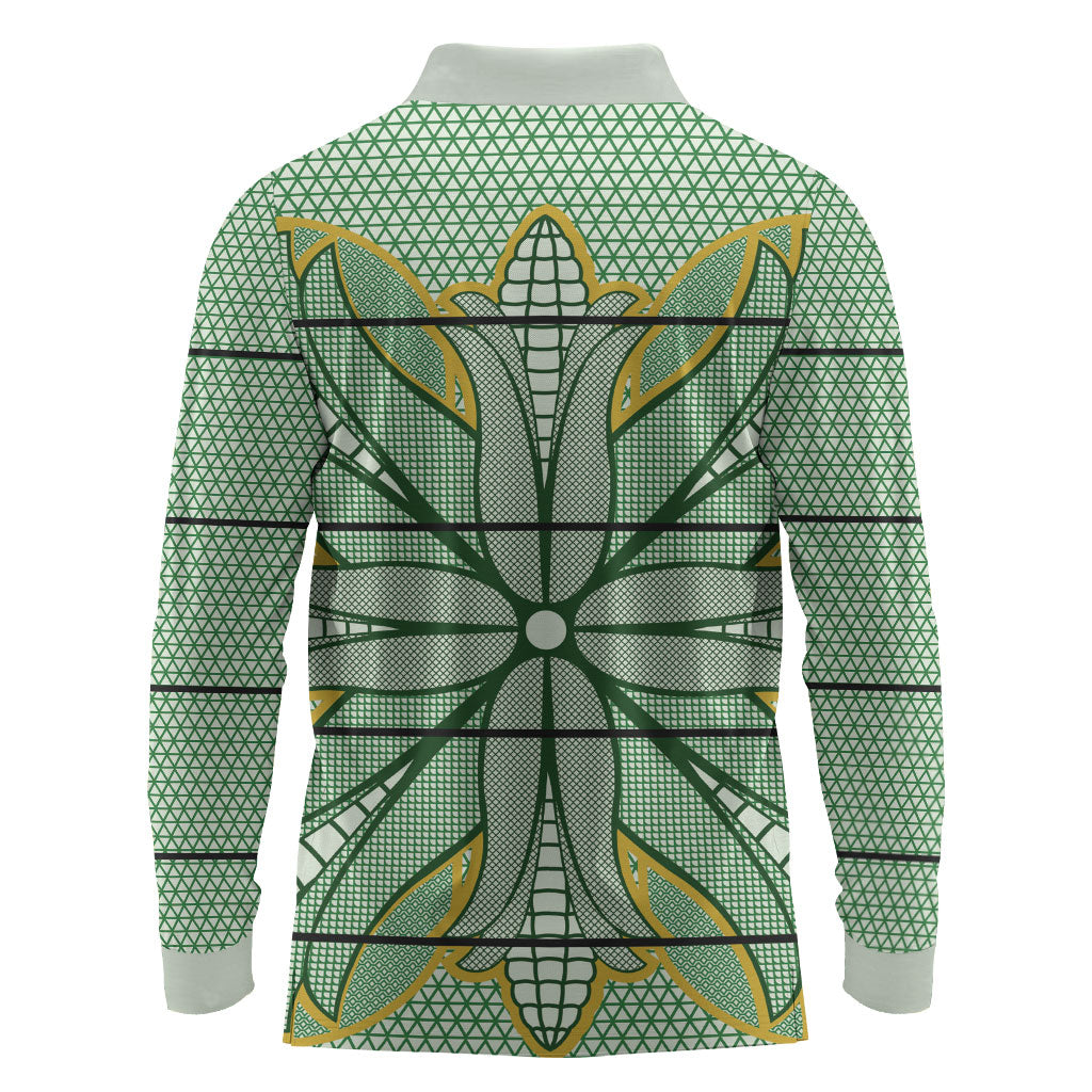 Emerald Green Khotso Mojalefa Poone Long Sleeve Polo Shirt Basotho Khotso Blanket Inspired