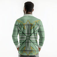 Emerald Green Khotso Mojalefa Poone Long Sleeve Polo Shirt Basotho Khotso Blanket Inspired