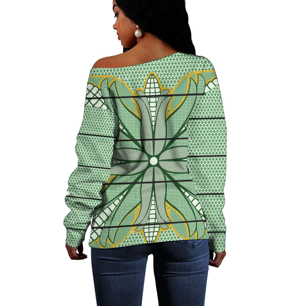 Emerald Green Khotso Mojalefa Poone Off Shoulder Sweater Basotho Khotso Blanket Inspired