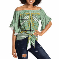 Emerald Green Khotso Mojalefa Poone Off Shoulder Wrap Waist Top Basotho Khotso Blanket Inspired