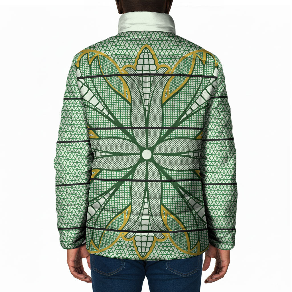 Emerald Green Khotso Mojalefa Poone Padded Jacket Basotho Khotso Blanket Inspired