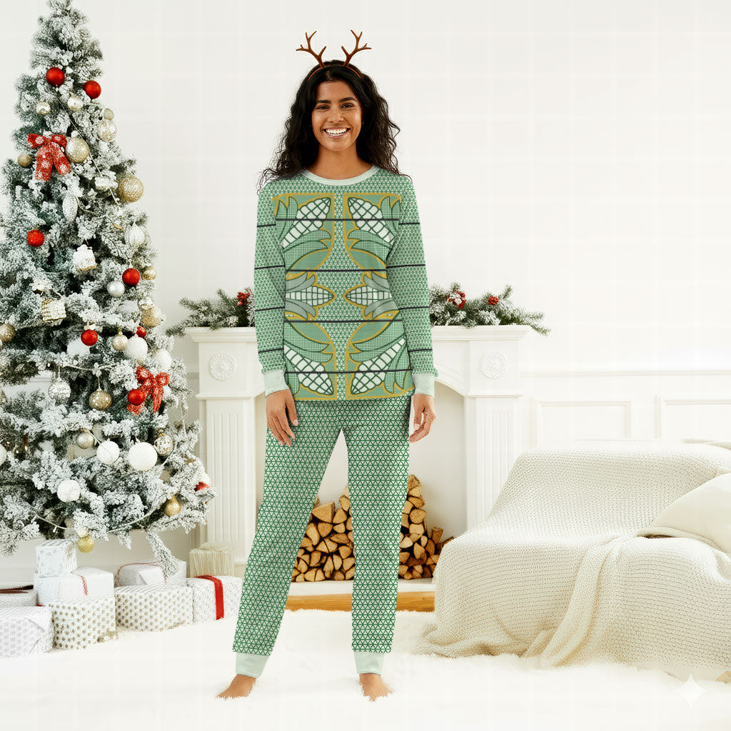 Emerald Green Khotso Mojalefa Poone Christmas Pajama Set Basotho Khotso Blanket Inspired
