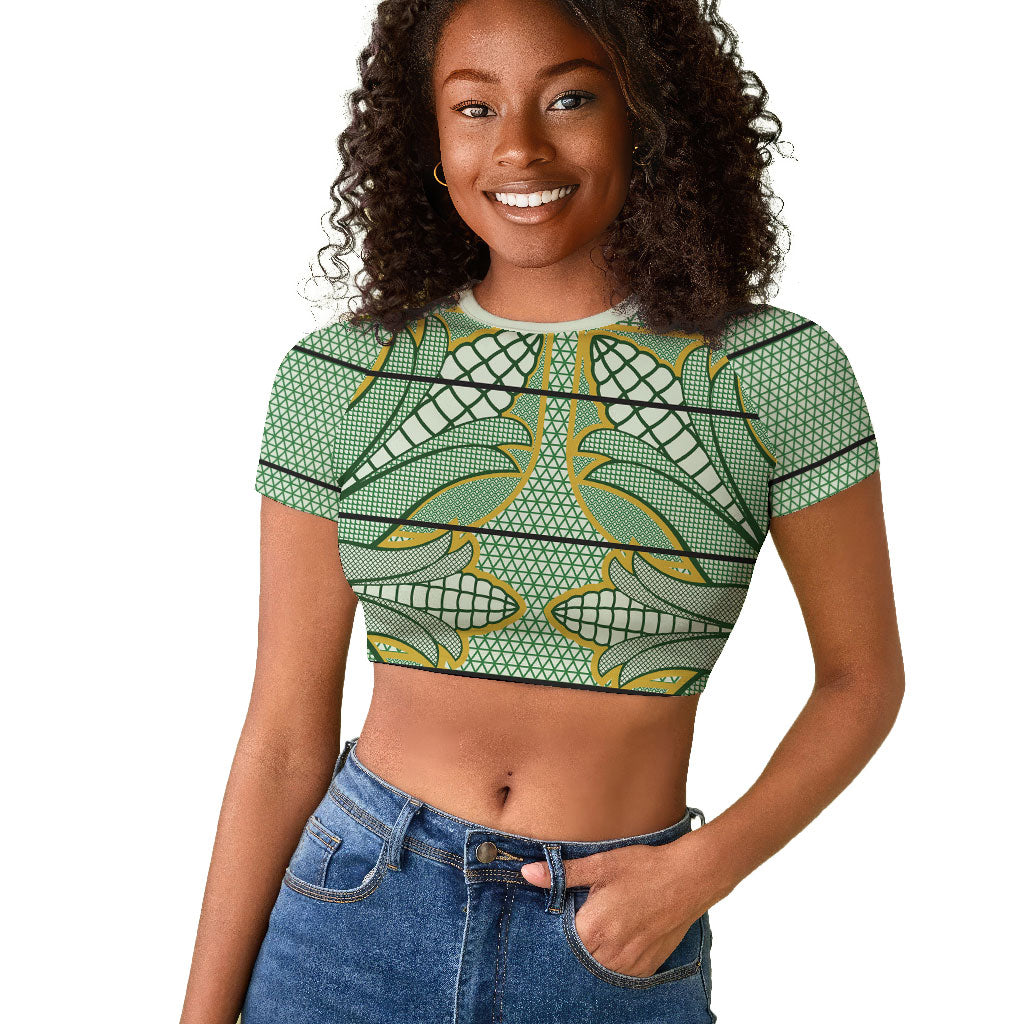 Emerald Green Khotso Mojalefa Poone Raglan Cropped T shirt Basotho Khotso Blanket Inspired