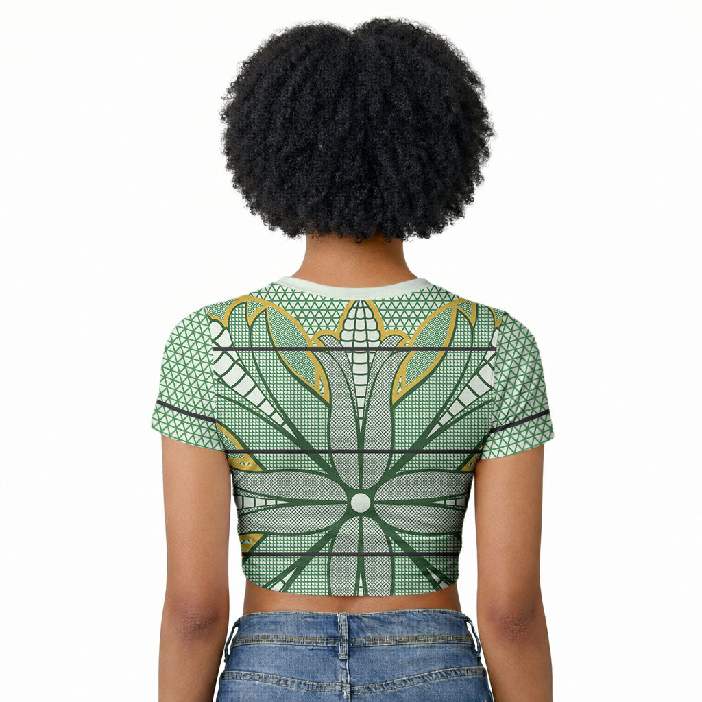 Emerald Green Khotso Mojalefa Poone Raglan Cropped T shirt Basotho Khotso Blanket Inspired