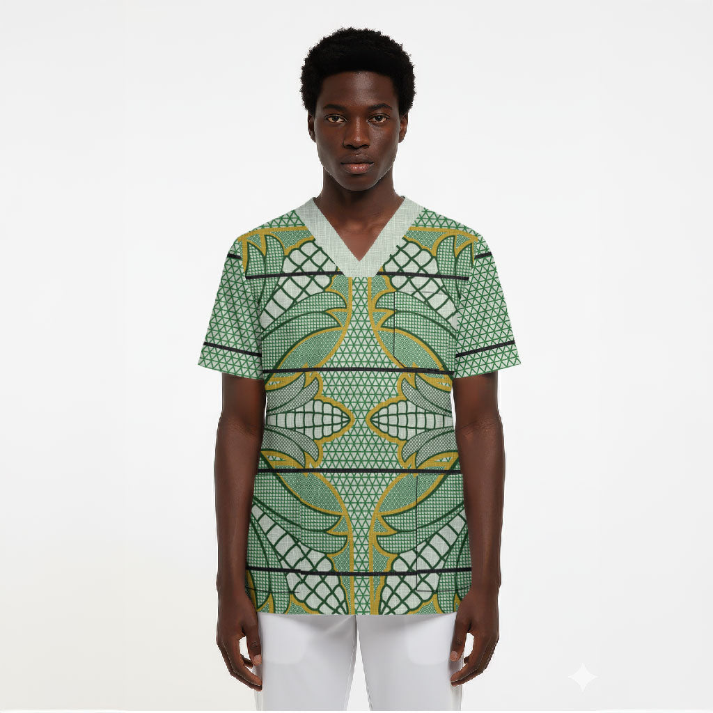 Emerald Green Khotso Mojalefa Poone Scrub Top Basotho Khotso Blanket Inspired
