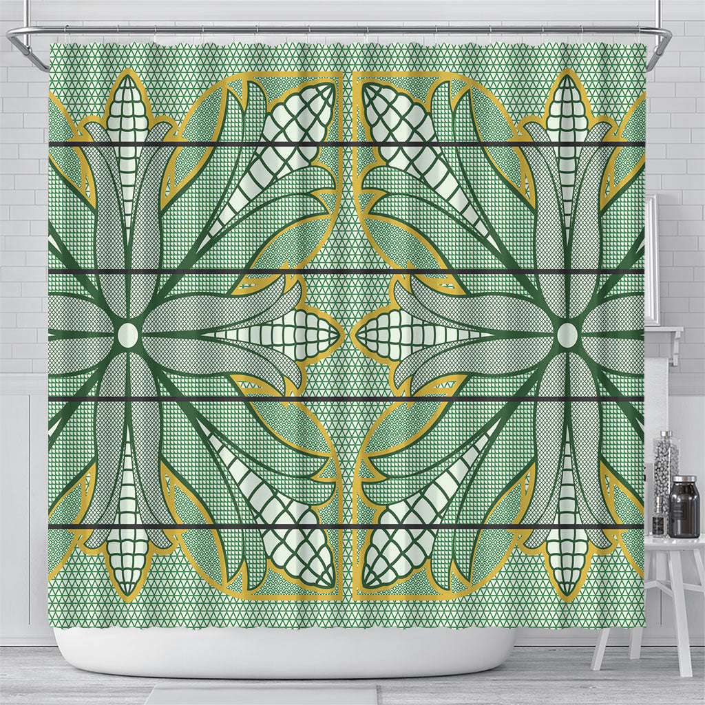 Emerald Green Khotso Mojalefa Poone Shower Curtain Basotho Khotso Blanket Inspired