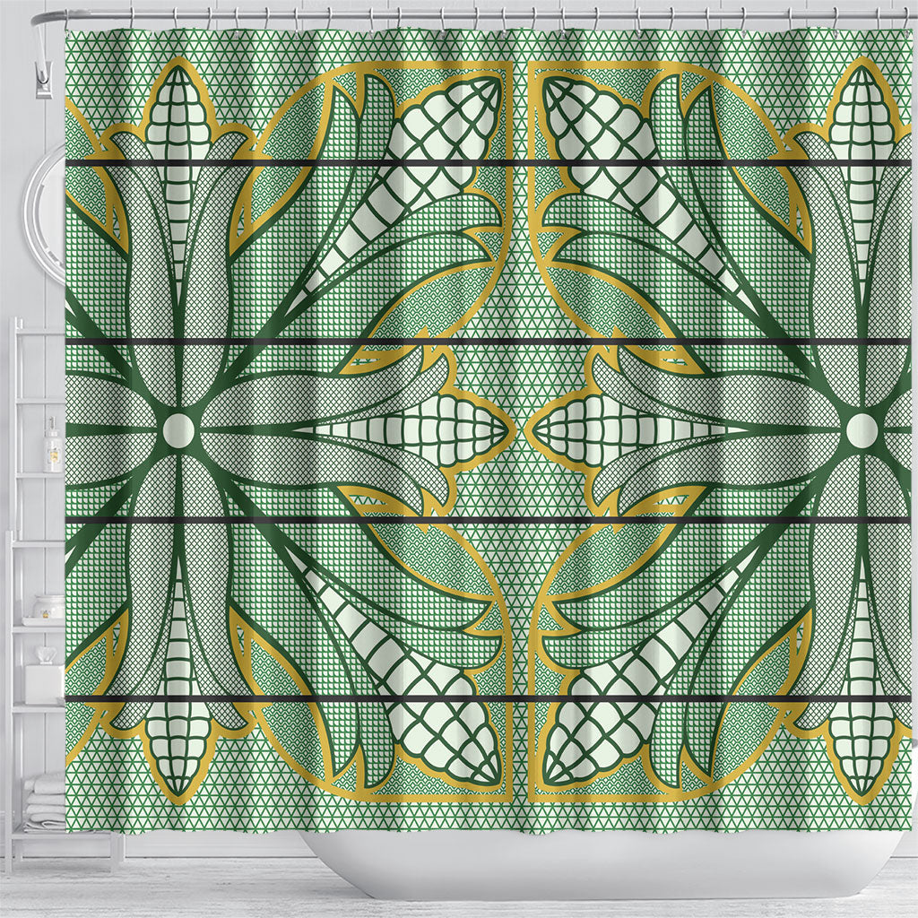 Emerald Green Khotso Mojalefa Poone Shower Curtain Basotho Khotso Blanket Inspired