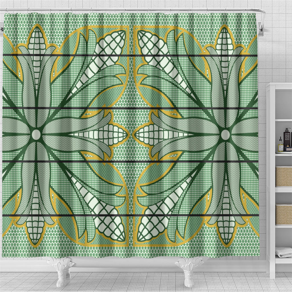 Emerald Green Khotso Mojalefa Poone Shower Curtain Basotho Khotso Blanket Inspired
