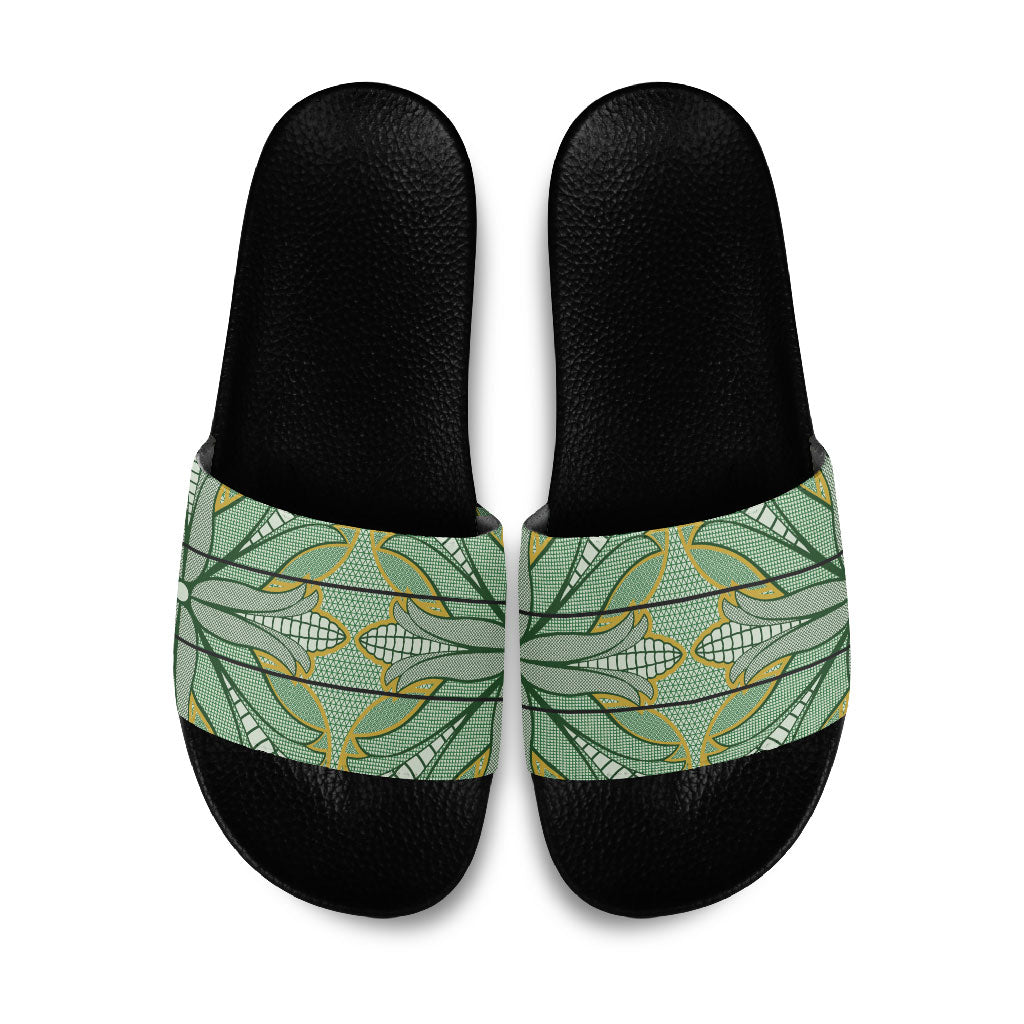 Emerald Green Khotso Mojalefa Poone Slide Sandals Basotho Khotso Blanket Inspired