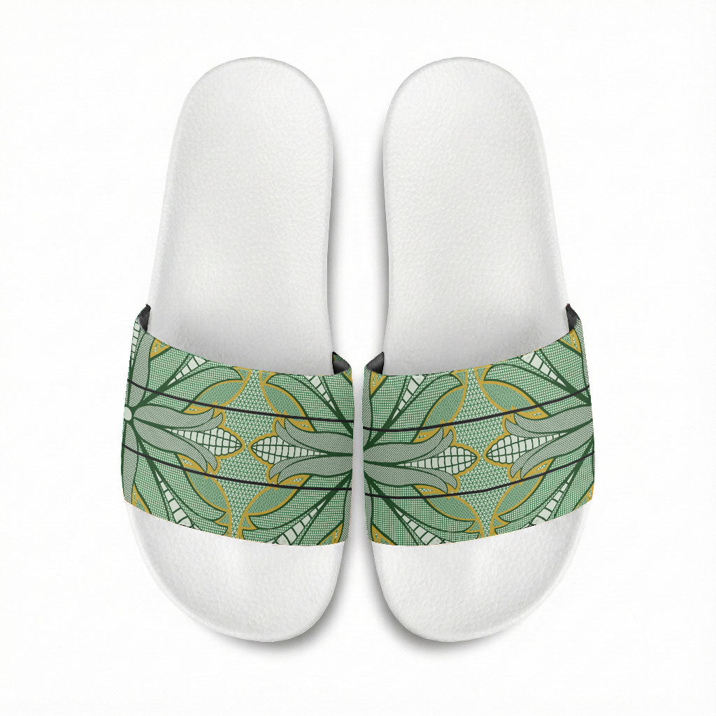 Emerald Green Khotso Mojalefa Poone Slide Sandals Basotho Khotso Blanket Inspired