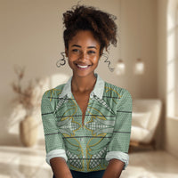 Emerald Green Khotso Mojalefa Poone Women Casual Shirt Basotho Khotso Blanket Inspired