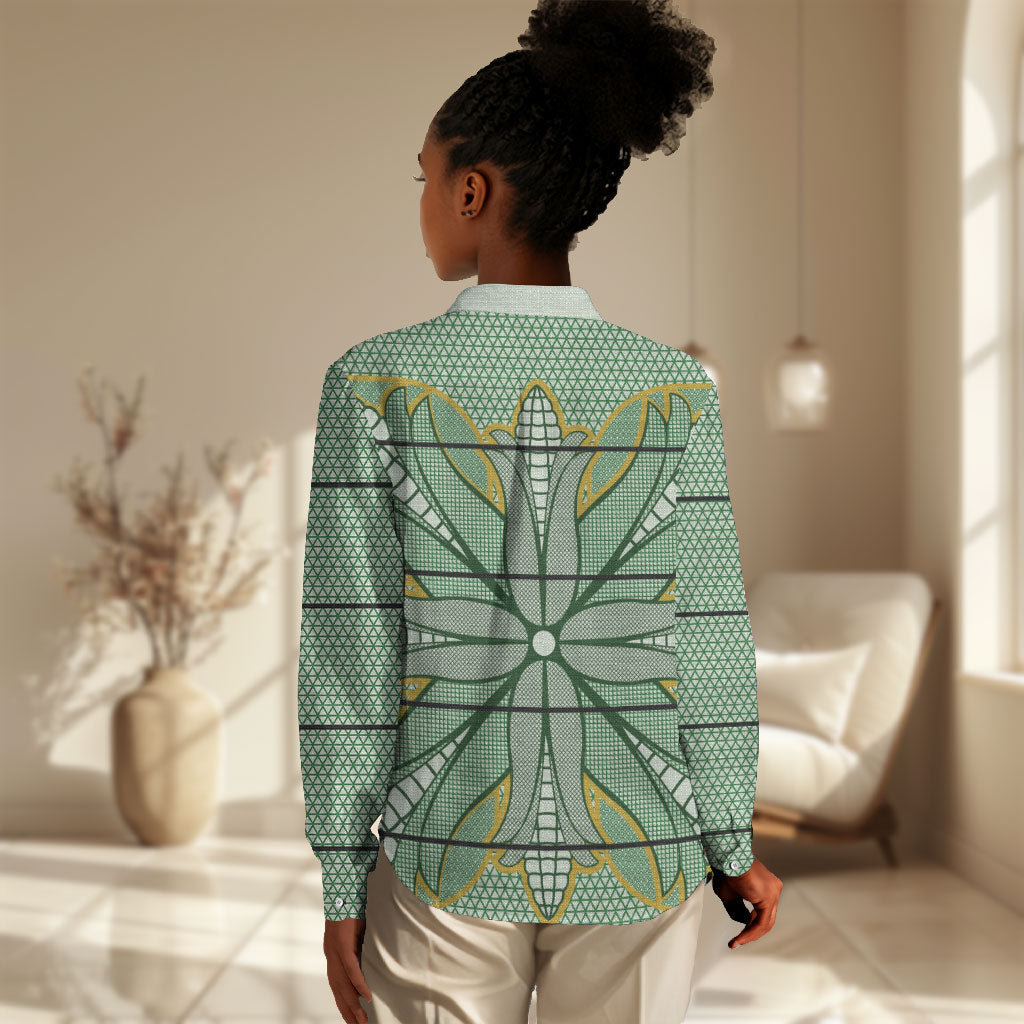 Emerald Green Khotso Mojalefa Poone Women Casual Shirt Basotho Khotso Blanket Inspired