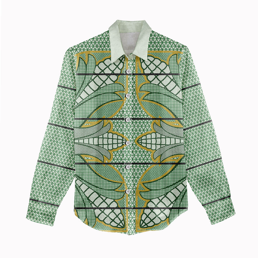 Emerald Green Khotso Mojalefa Poone Women Casual Shirt Basotho Khotso Blanket Inspired