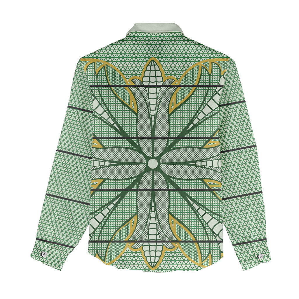 Emerald Green Khotso Mojalefa Poone Women Casual Shirt Basotho Khotso Blanket Inspired