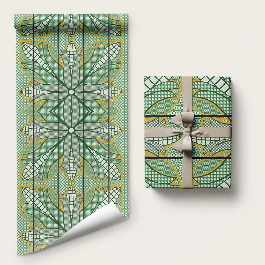 Emerald Green Khotso Mojalefa Poone Wrapping Paper Basotho Khotso Blanket Inspired