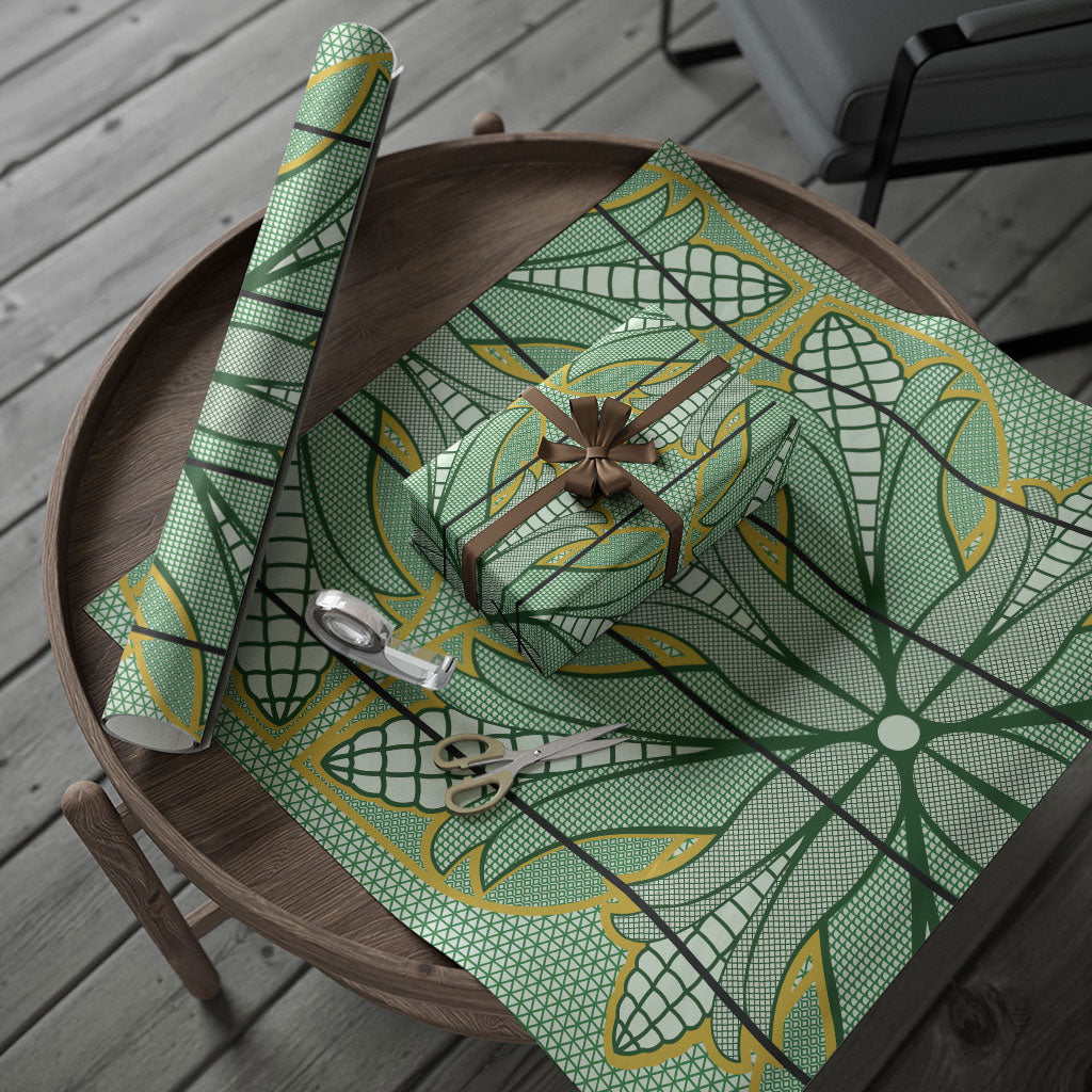 Emerald Green Khotso Mojalefa Poone Wrapping Paper Basotho Khotso Blanket Inspired