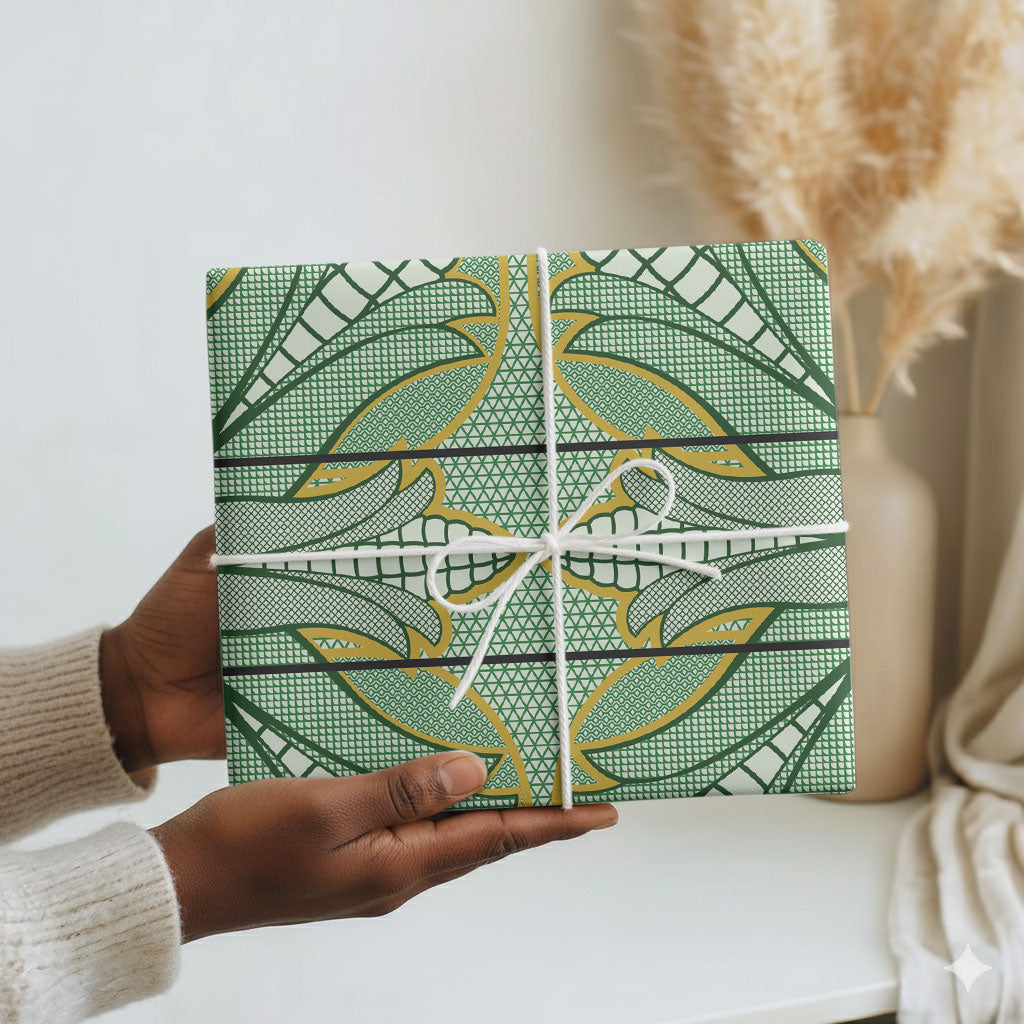 Emerald Green Khotso Mojalefa Poone Wrapping Paper Basotho Khotso Blanket Inspired