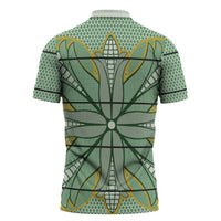 Emerald Green Khotso Mojalefa Poone Zipper Polo Shirt Basotho Khotso Blanket Inspired