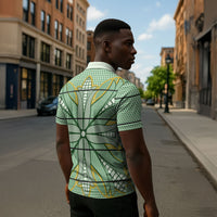Emerald Green Khotso Mojalefa Poone Zipper Polo Shirt Basotho Khotso Blanket Inspired