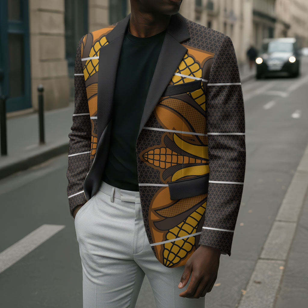 Old Gold Khotso Mojalefa Poone Blazer Basotho Khotso Blanket Inspired