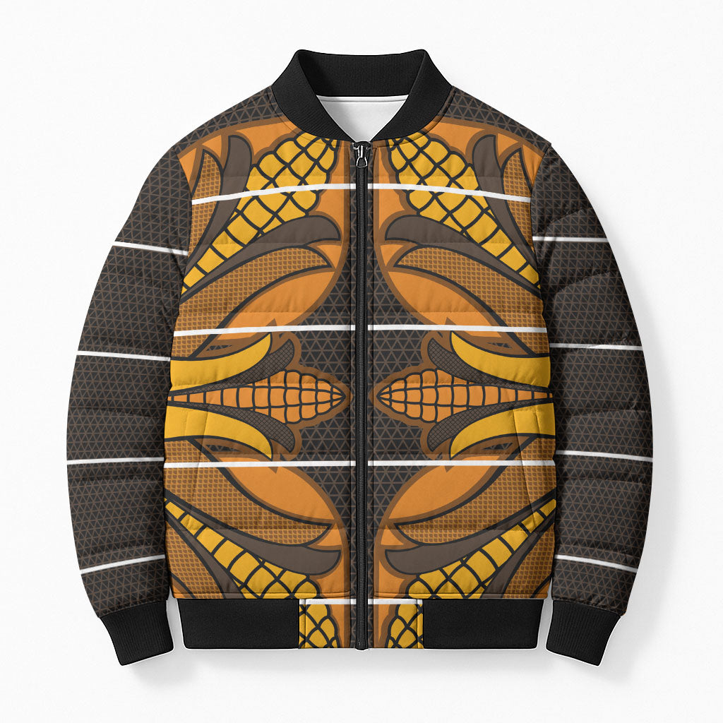 Old Gold Khotso Mojalefa Poone Bomber Puffer Jacket Basotho Khotso Blanket Inspired
