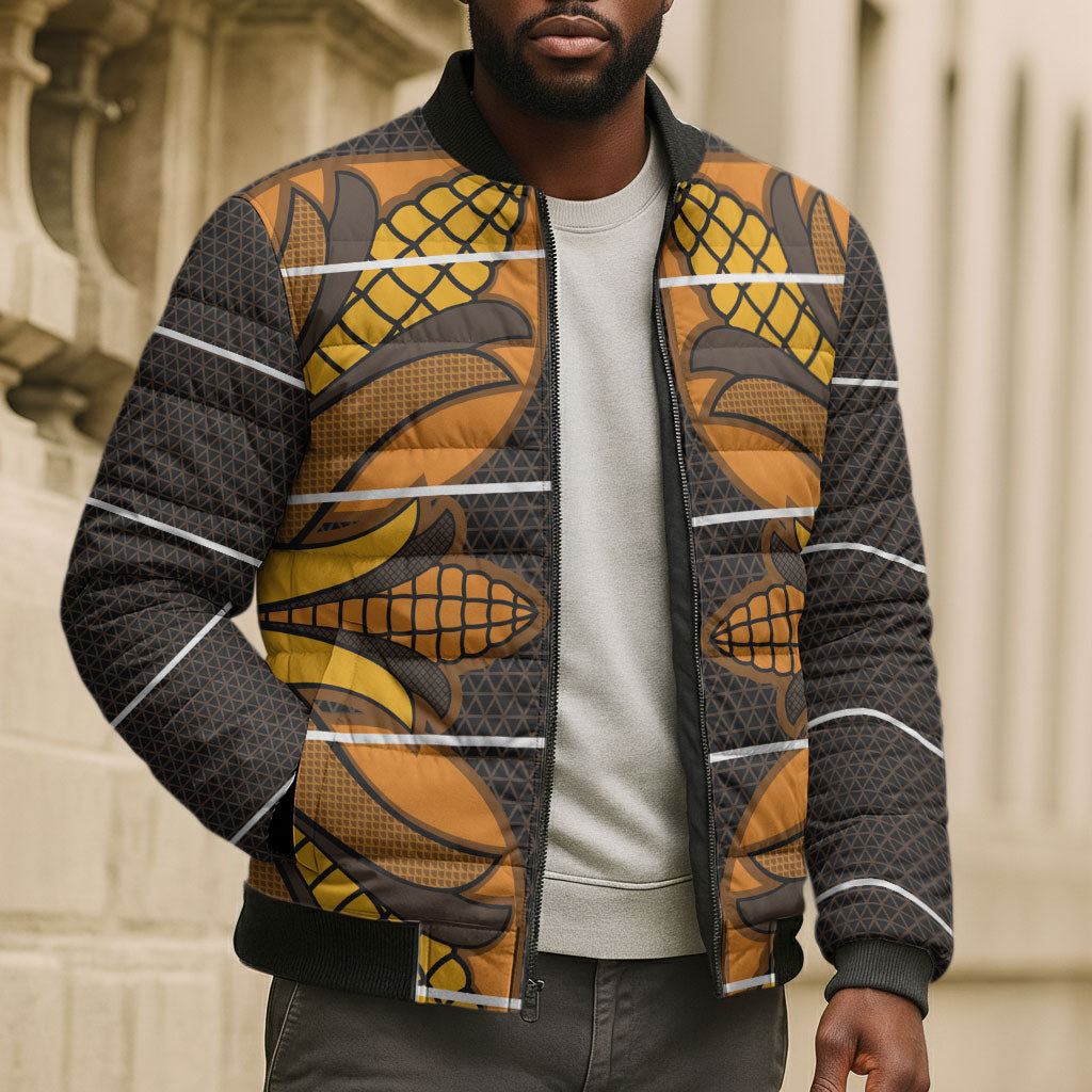 Old Gold Khotso Mojalefa Poone Bomber Puffer Jacket Basotho Khotso Blanket Inspired