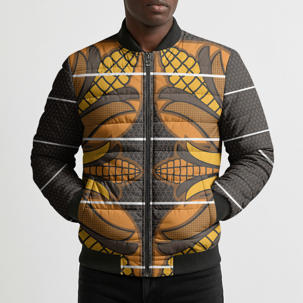 Old Gold Khotso Mojalefa Poone Bomber Puffer Jacket Basotho Khotso Blanket Inspired