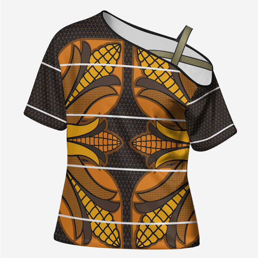 Old Gold Khotso Mojalefa Poone Cross Shoulder Shirt Basotho Khotso Blanket Inspired
