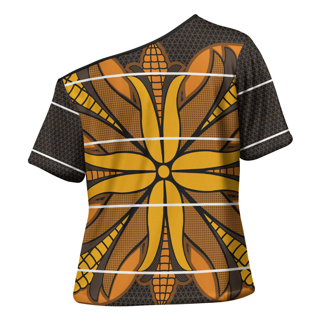 Old Gold Khotso Mojalefa Poone Cross Shoulder Shirt Basotho Khotso Blanket Inspired